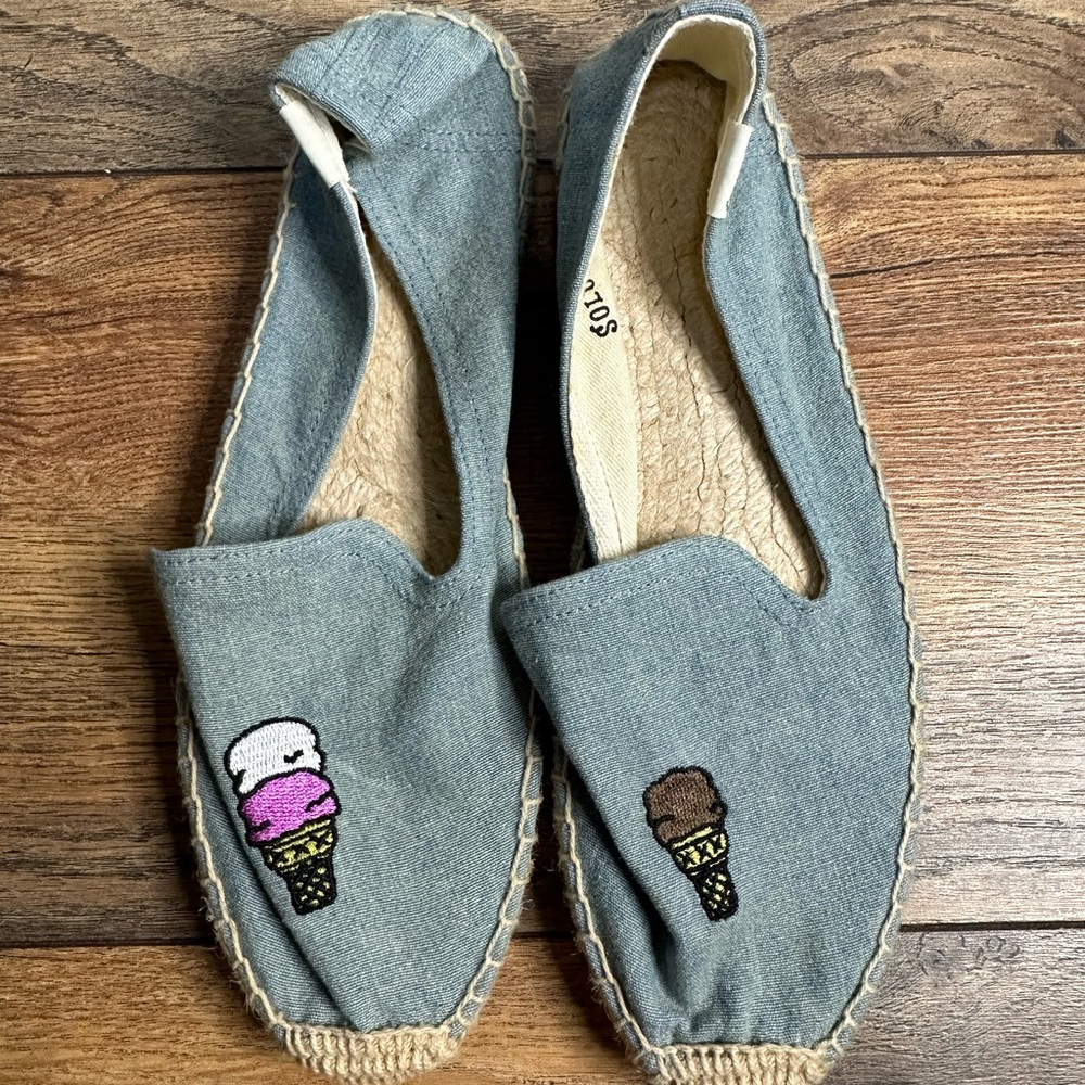 Soludos Women’s Denim Ice Cream Espadrille Slip On Size 6